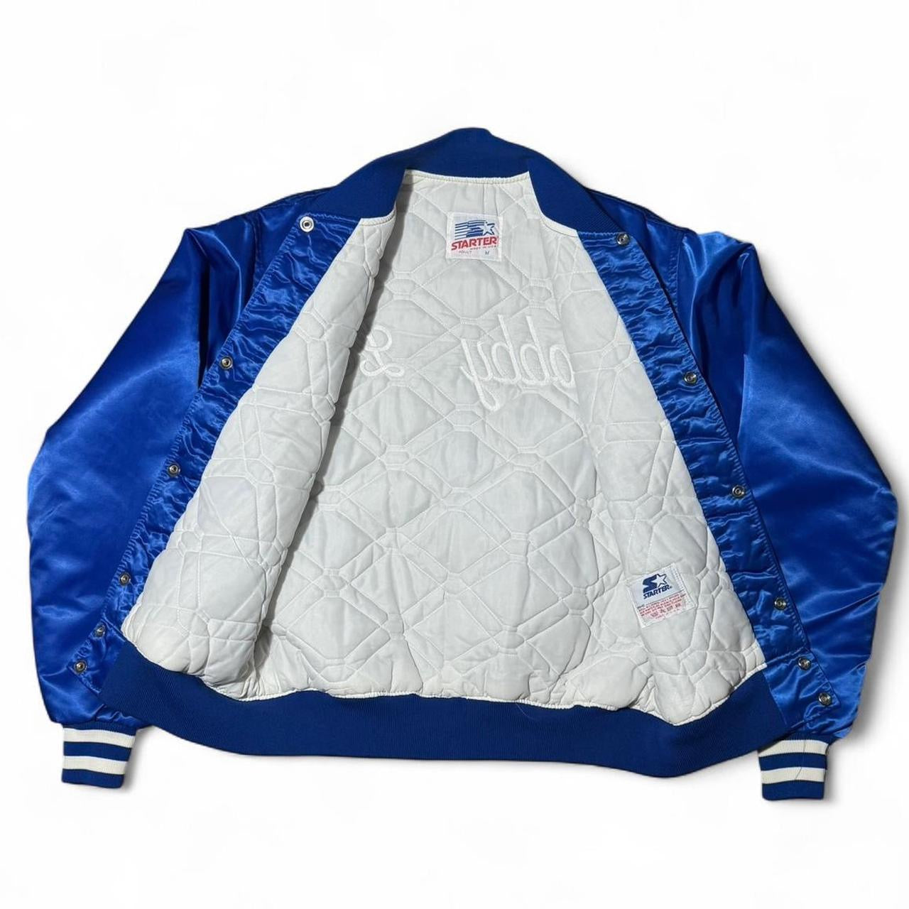 80s Satin Blue Embroidered ‘Robby Len’ Starter Varsity Jacket
