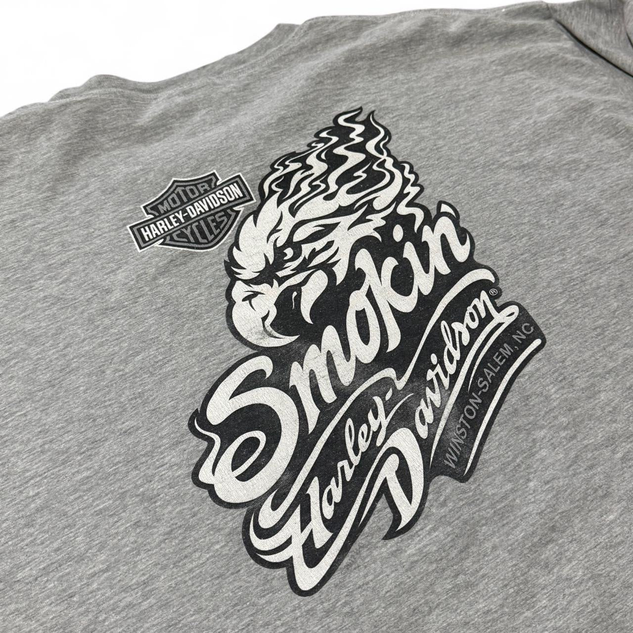Harley Davidson Flames Long Sleeve Smokin’ Eagle Double Sided Shirt