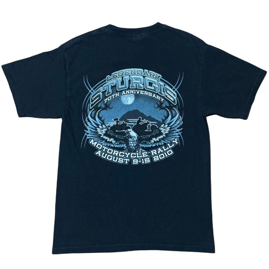 2010 Black Sturgis Motorcycle Biker Rally Eagle Glitter Graphic Tee