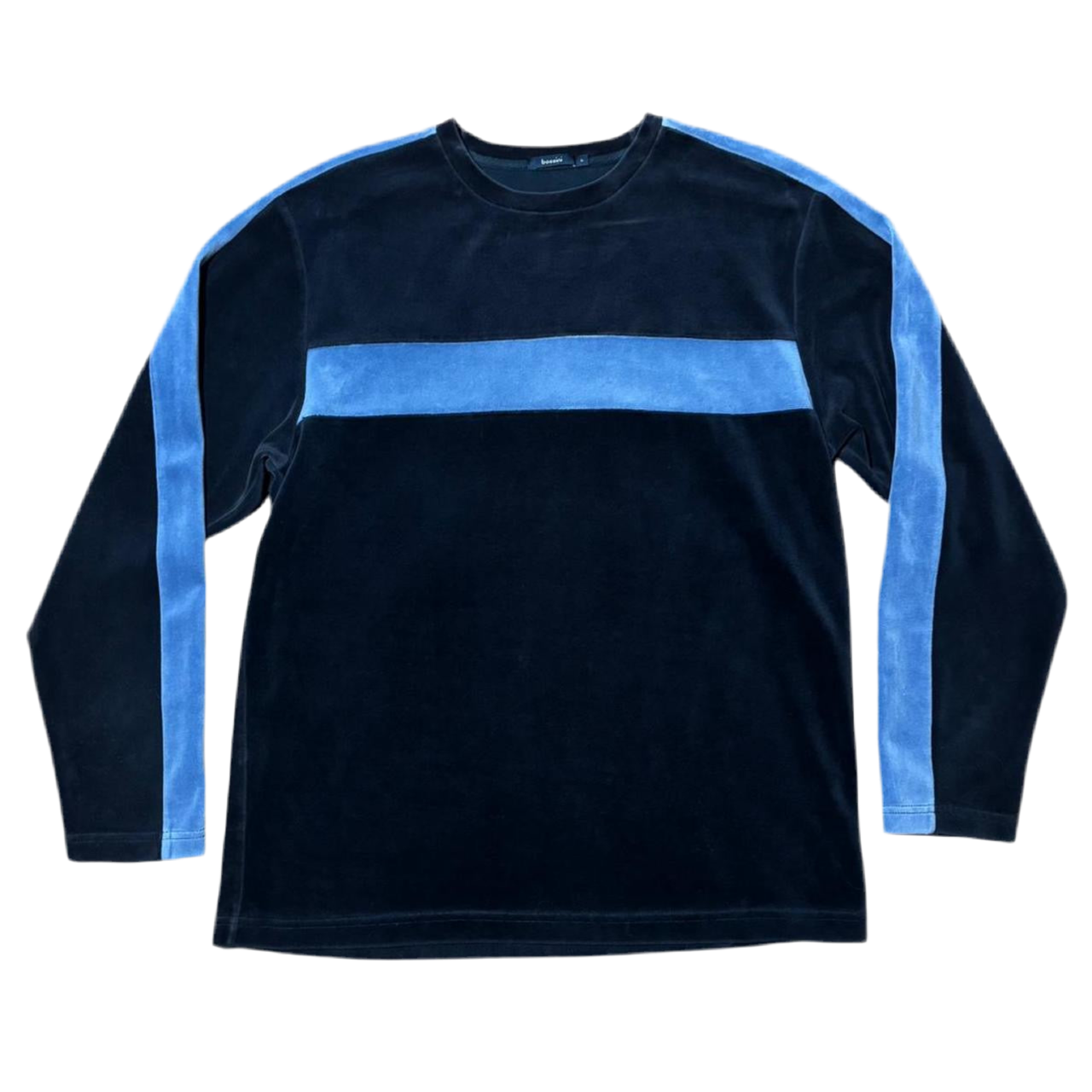 Navy/Baby Blue Velour Long Sleeve Sweatshirt