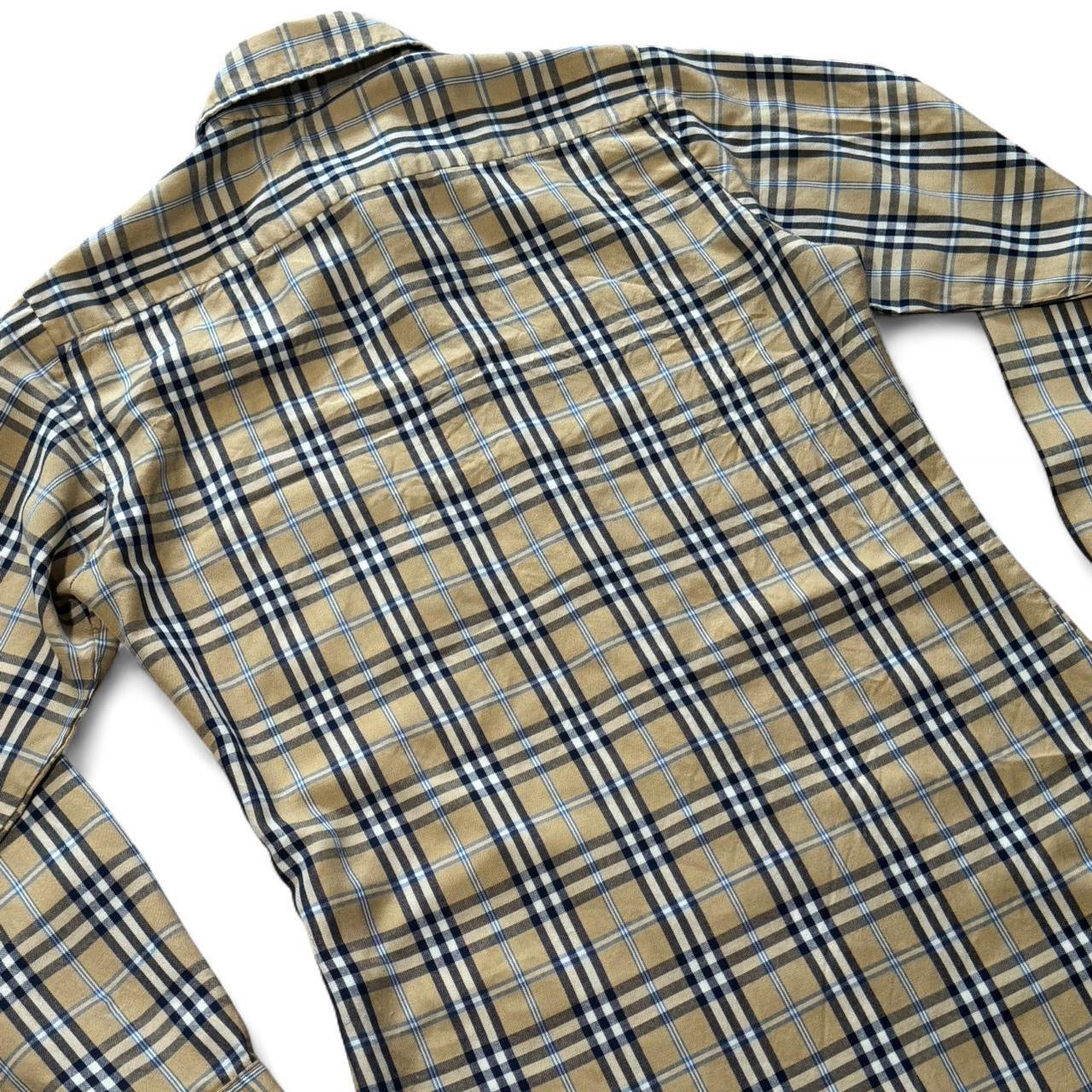 70s Pearl Snap Burberry Pattern Cream White Red Plaid Button Up
