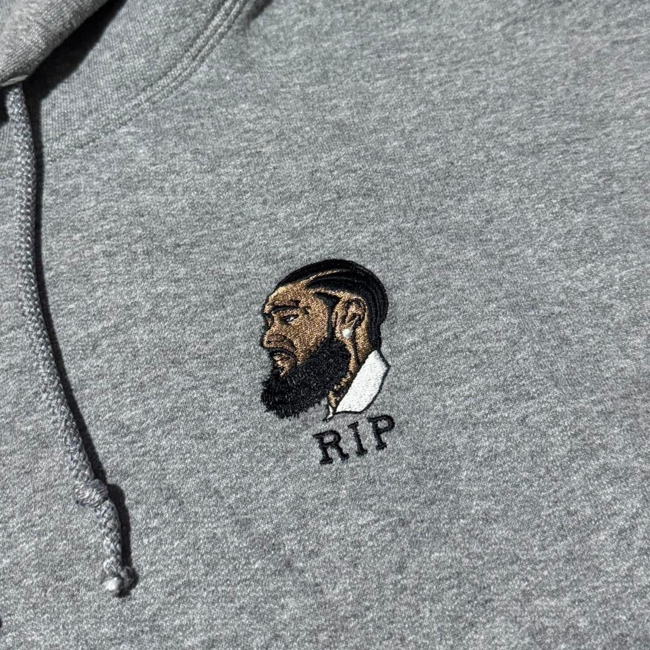RIP Grey Nipsey Hussle Memorial Embroidered Hoodie
