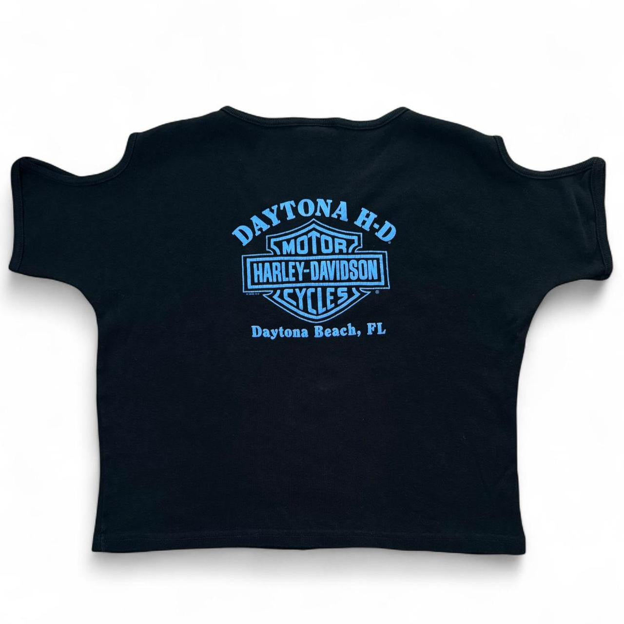 Harley Davidson Daytona Florida Embroidered Cold Shoulder Cut Out Top