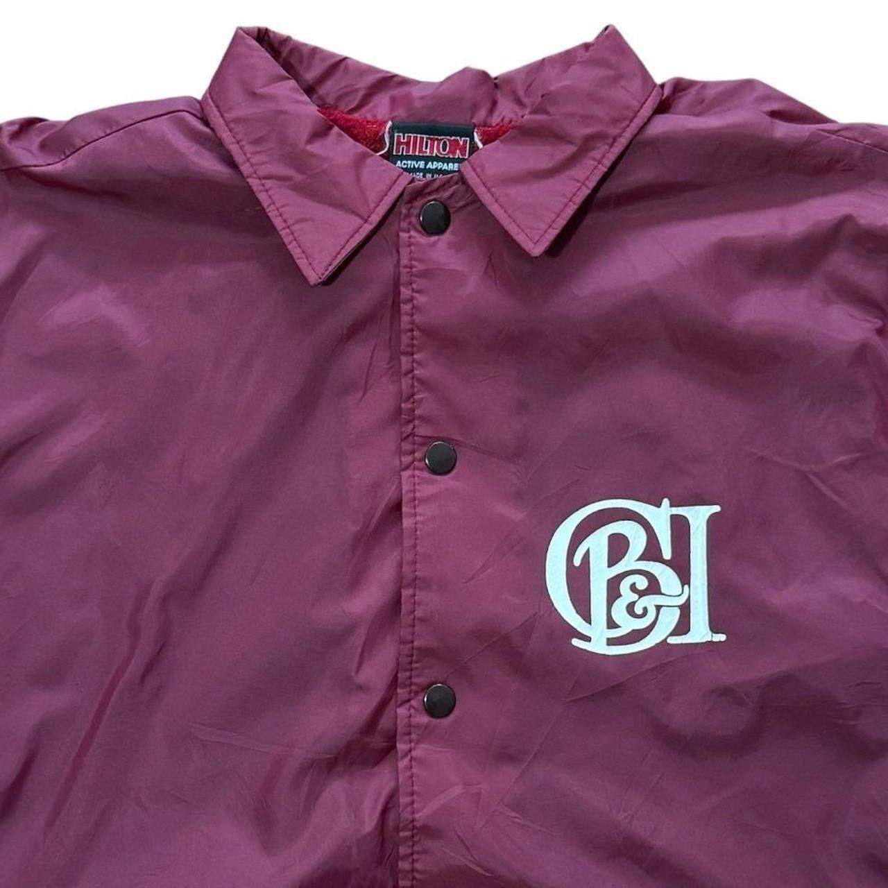 80s Hilton Coaches Maroon Faux Fur Lined Snap Button Coat Bomber Jacket