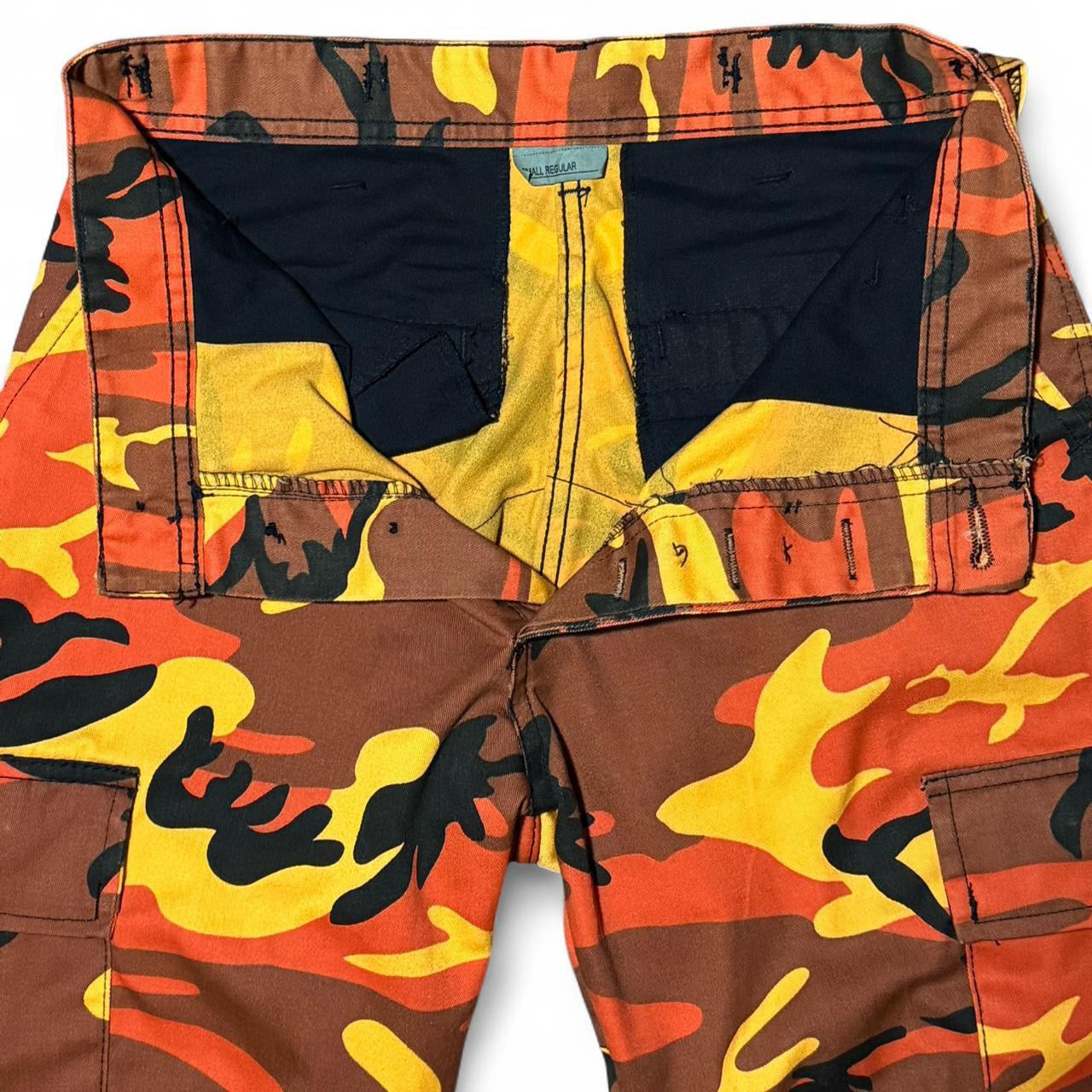 Y2K Orange/Brown Candy Corn Camouflage Military Cargo Pants