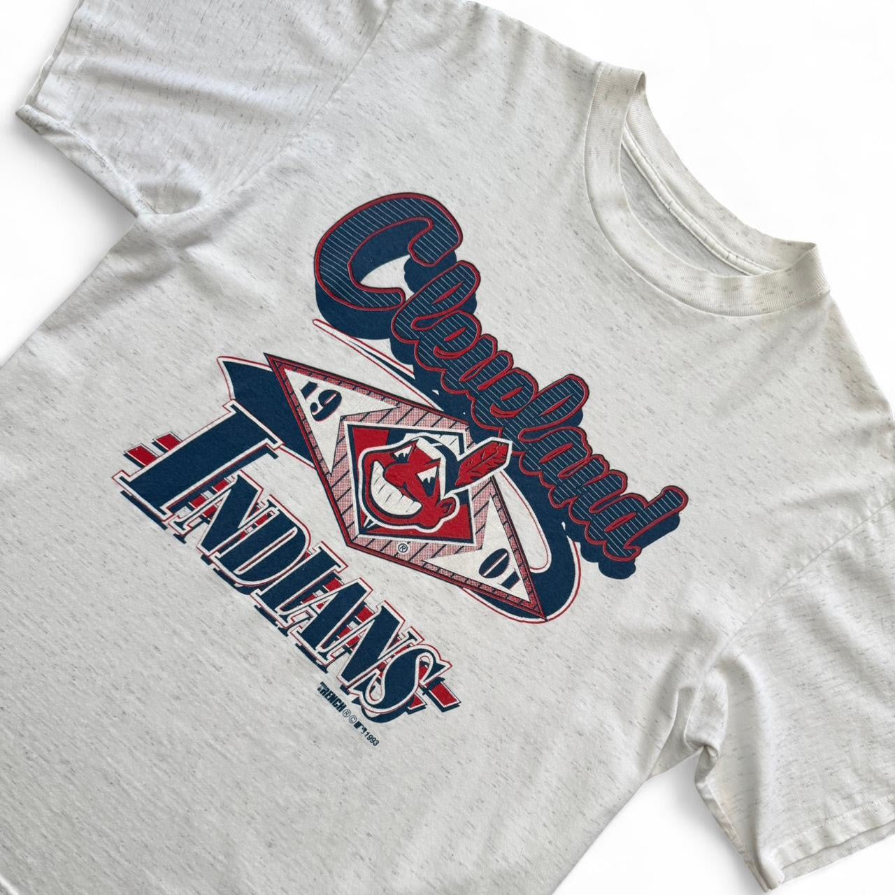 1993 Cleveland Indians MLB Baseball Heather Grey Triblend Tee