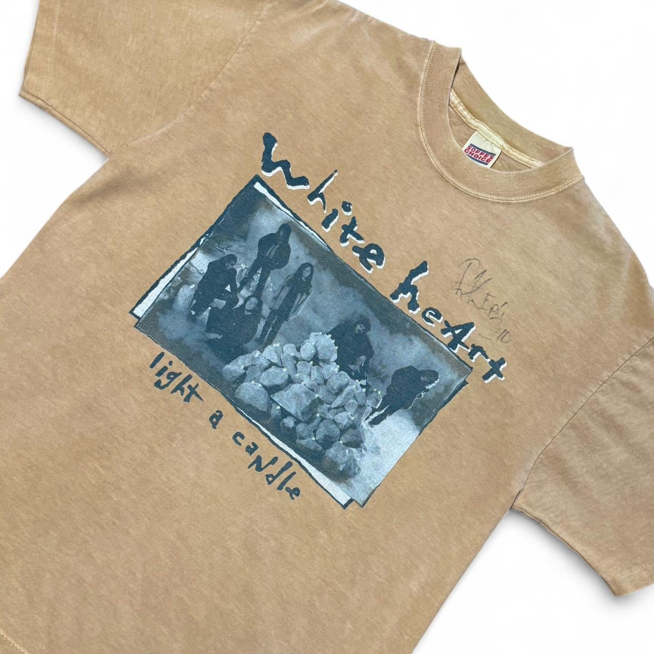 92-93 White Heart Light a Candle Autographed Rick Florian Christian Rock Band Tour Tee