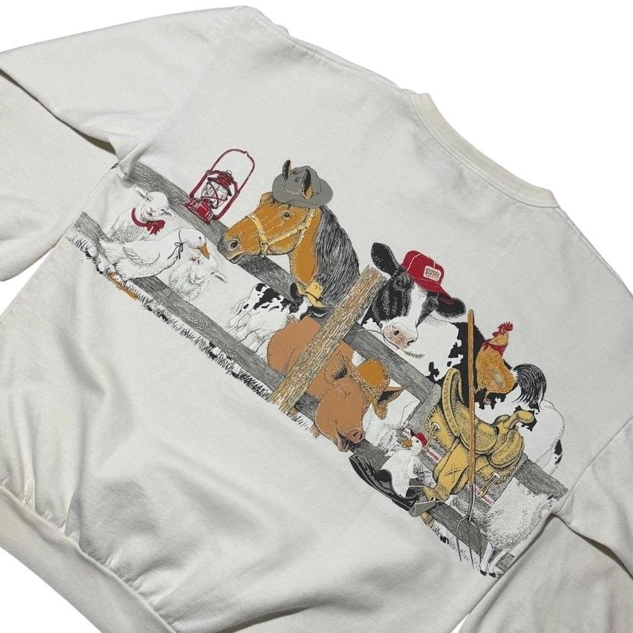 90s Fiddleville Shelburne Ontario Farm Cute Barn Animal Crewneck Sweater