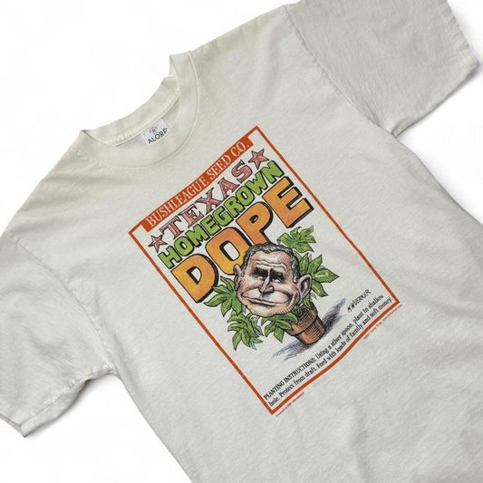 Vintage Y2K George Bush Texas Homegrown Dope Satire Funny Weed Marijuana T-shirt