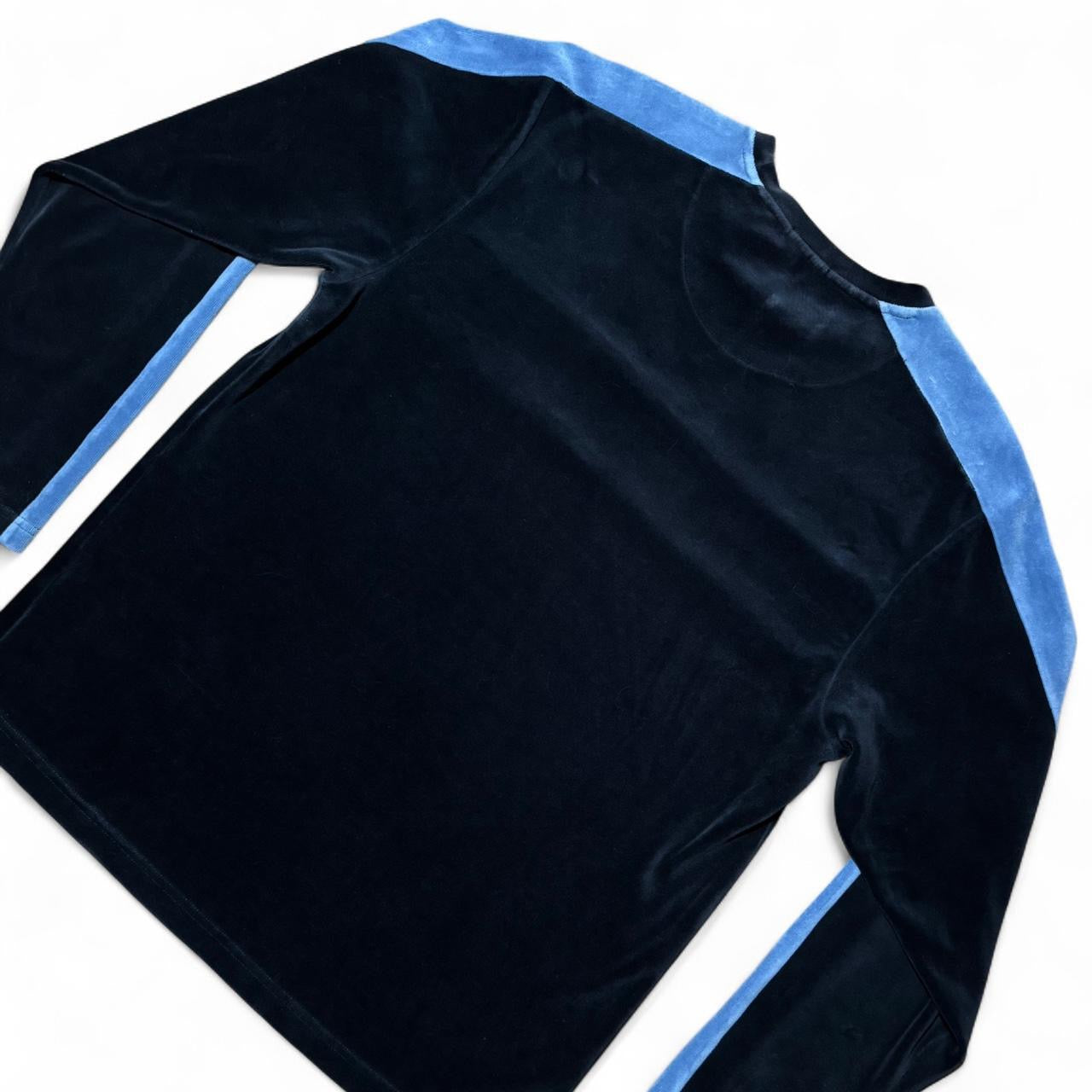 Navy/Baby Blue Velour Long Sleeve Sweatshirt