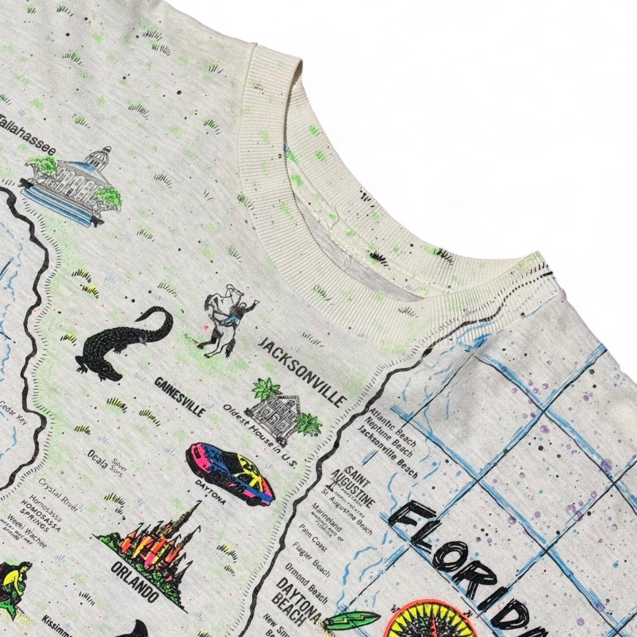 90s AOP Florida Map Print Graphic Tee