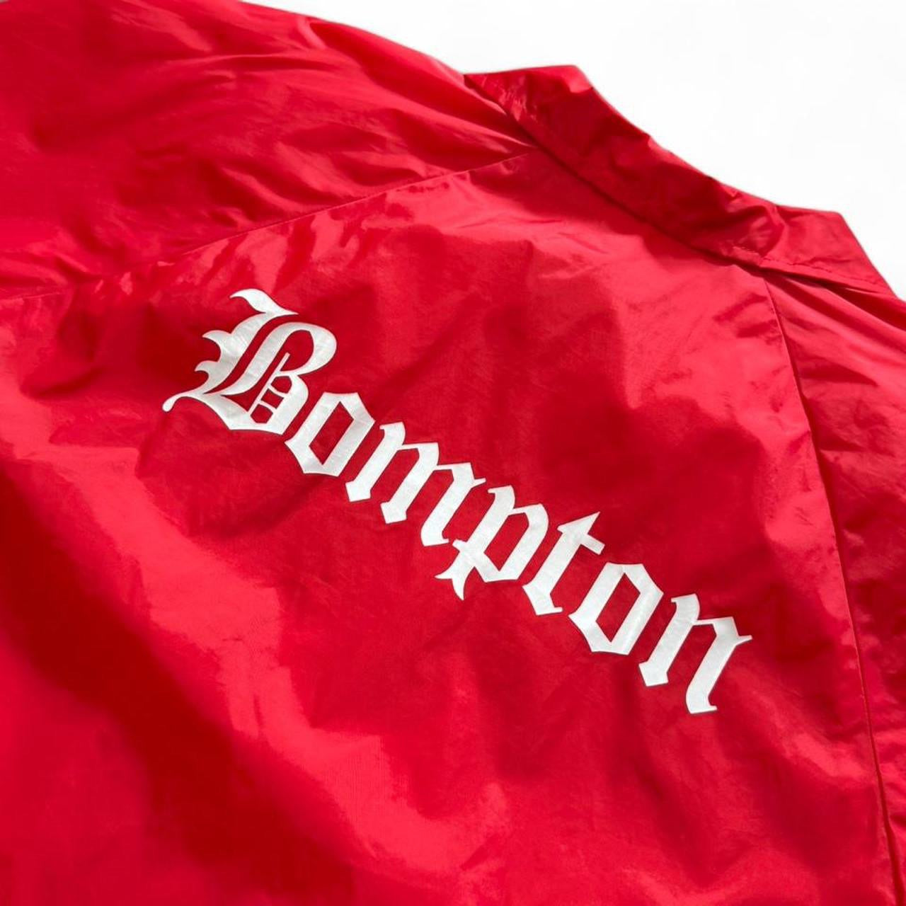 Y2K Bompton Hip Hop Rap LA YG Red Button Up Coaches Jacket Windbreaker