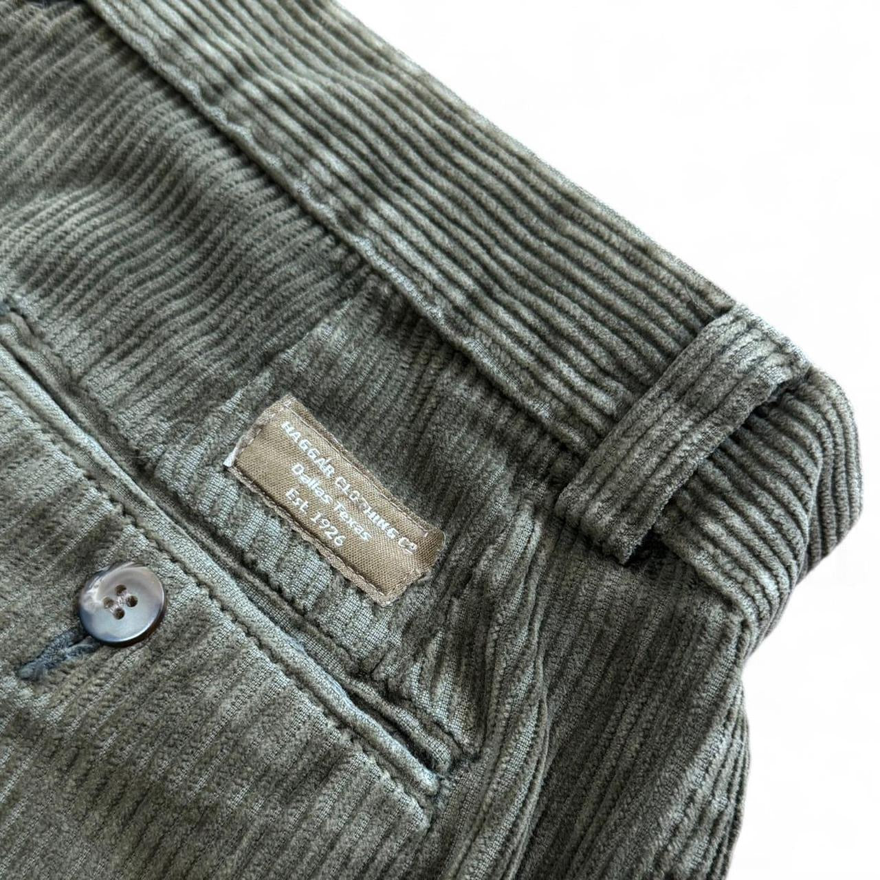 Haggar Olive Green Faded Corduroy Pleated Trouser