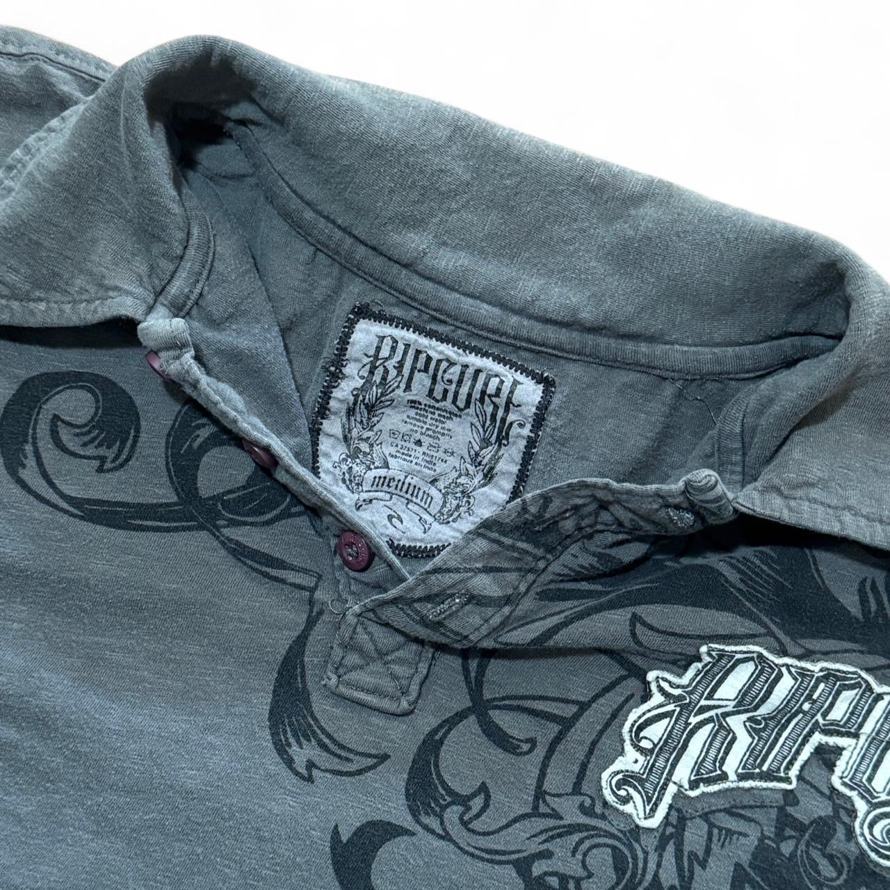 Y2K Grey Ripcurl Surf Graphic Polo Shirt