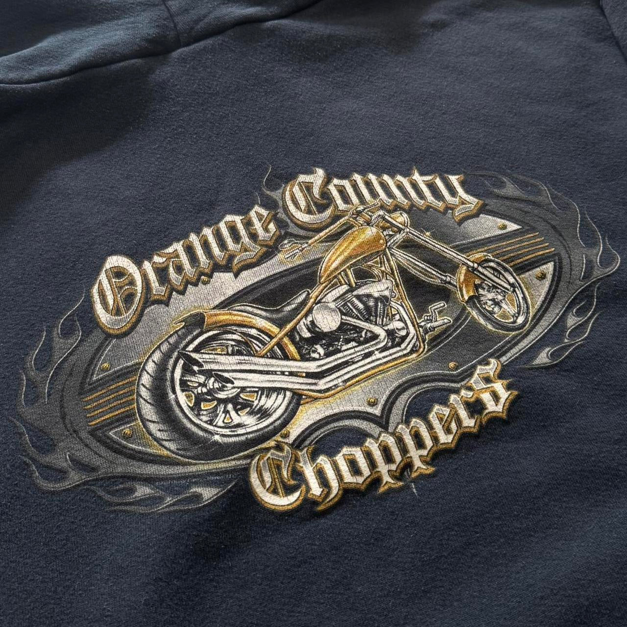 OCC Orange Country Choppers Navy Biker Flames Sleeve Hoodie