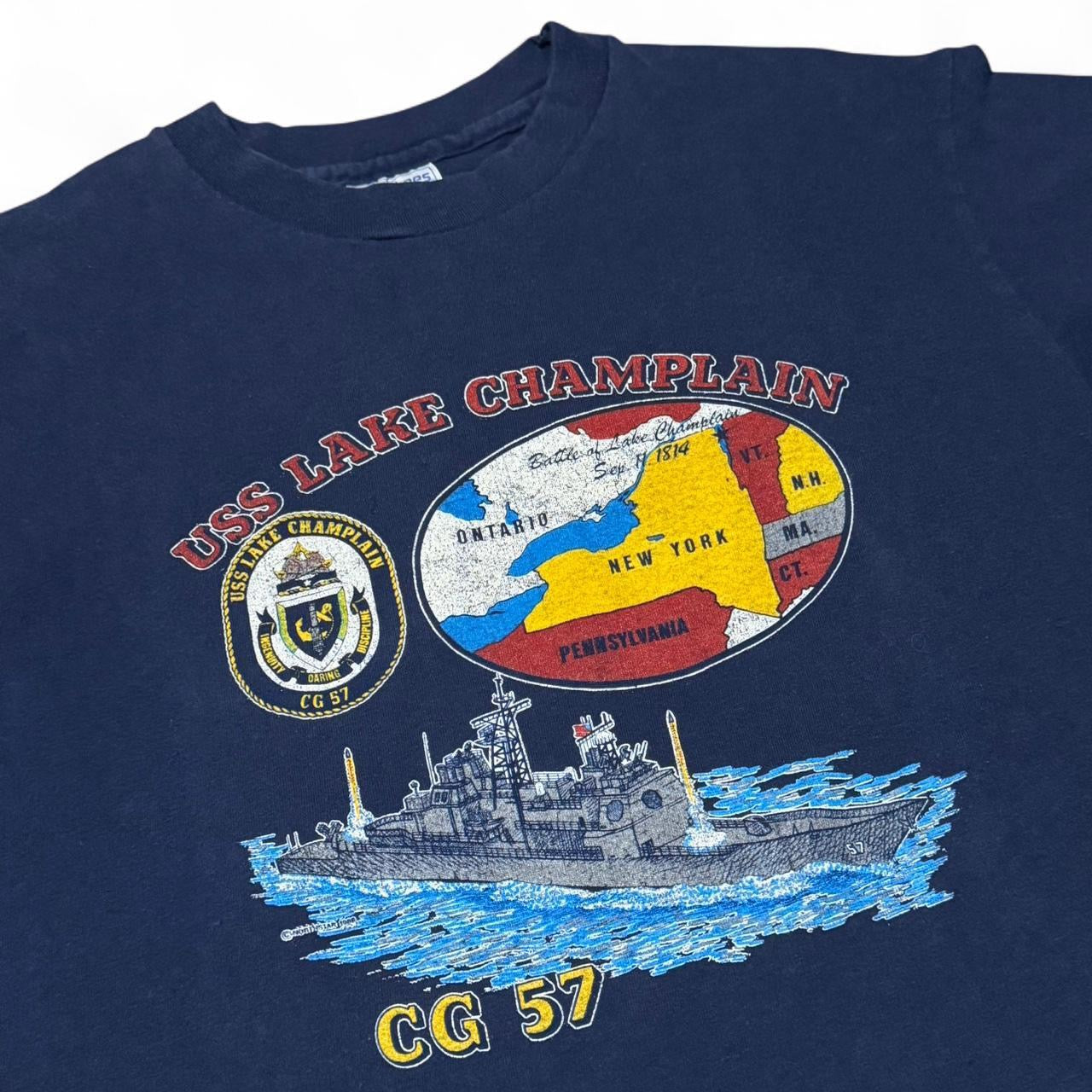 90s Navy USS Lake Champlain CG 57 Boat Tee