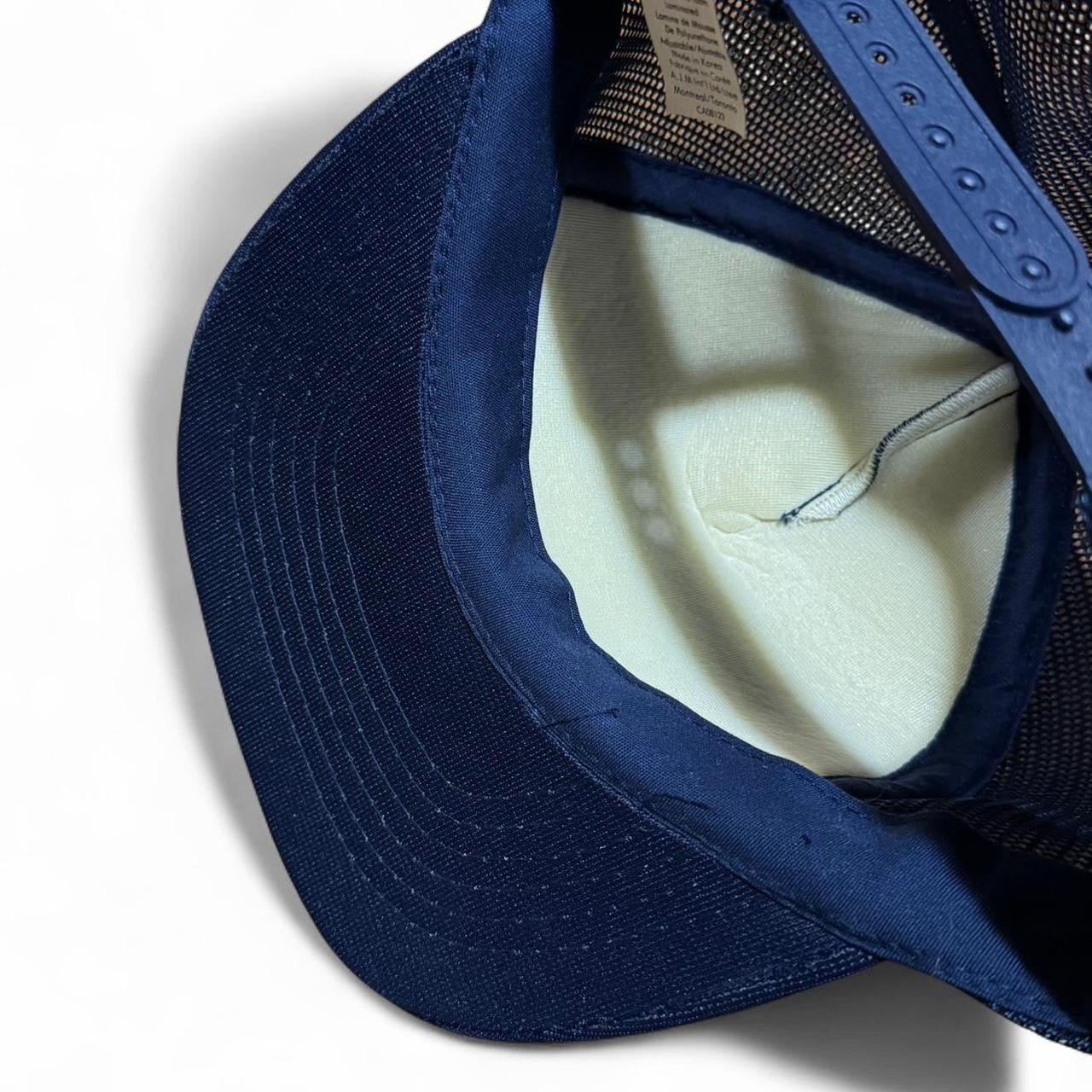Vintage 80s Navy Gold Leaf PC Reman Trucker Mesh SnapBack Cap