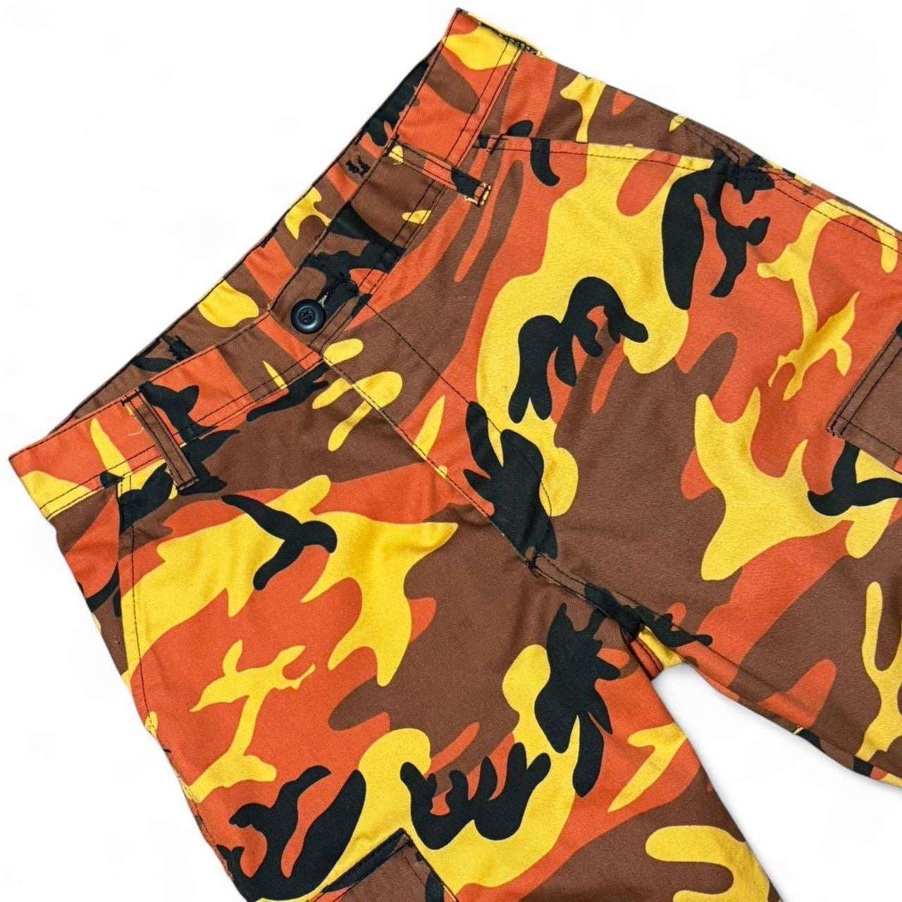 Y2K Orange/Brown Candy Corn Camouflage Military Cargo Pants