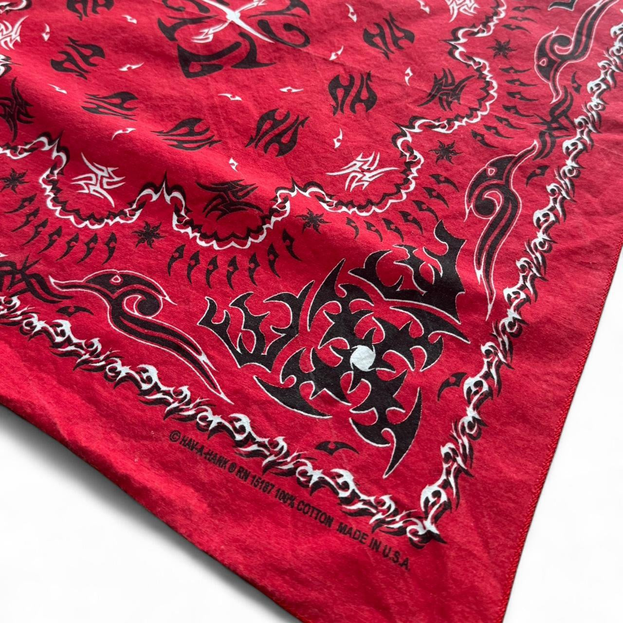 80s Red Tribal Biker Bandana Handkerchief