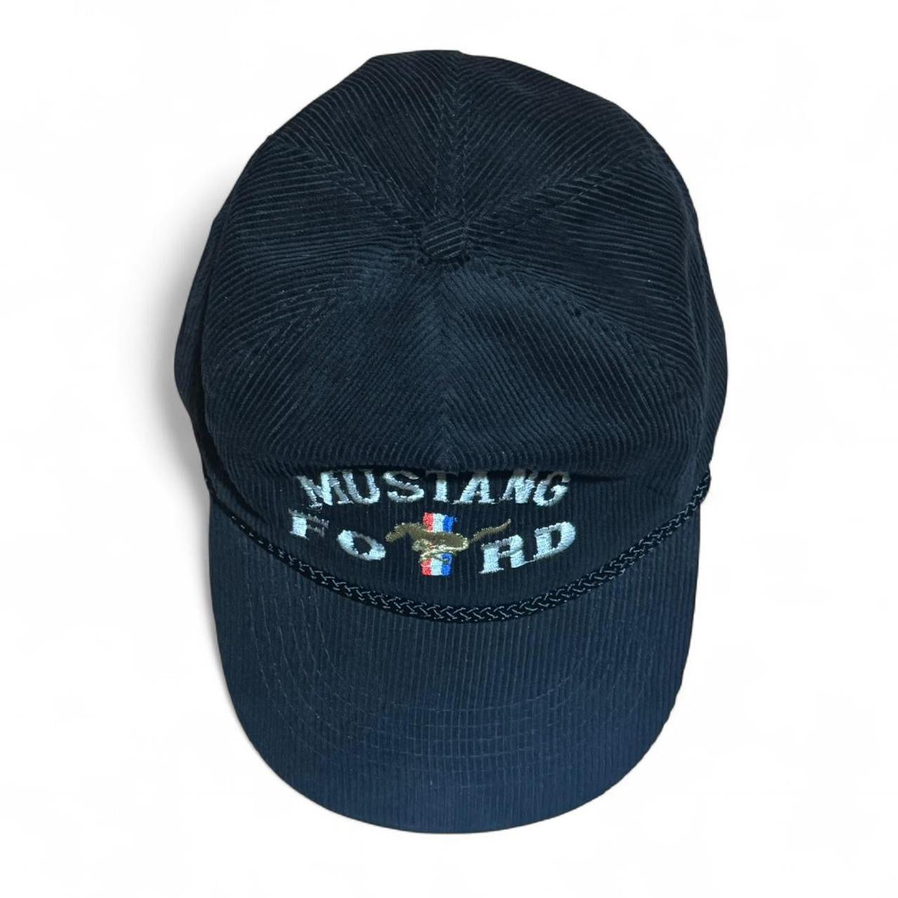 90s Black Corduroy Ford Mustang Trucker Hat