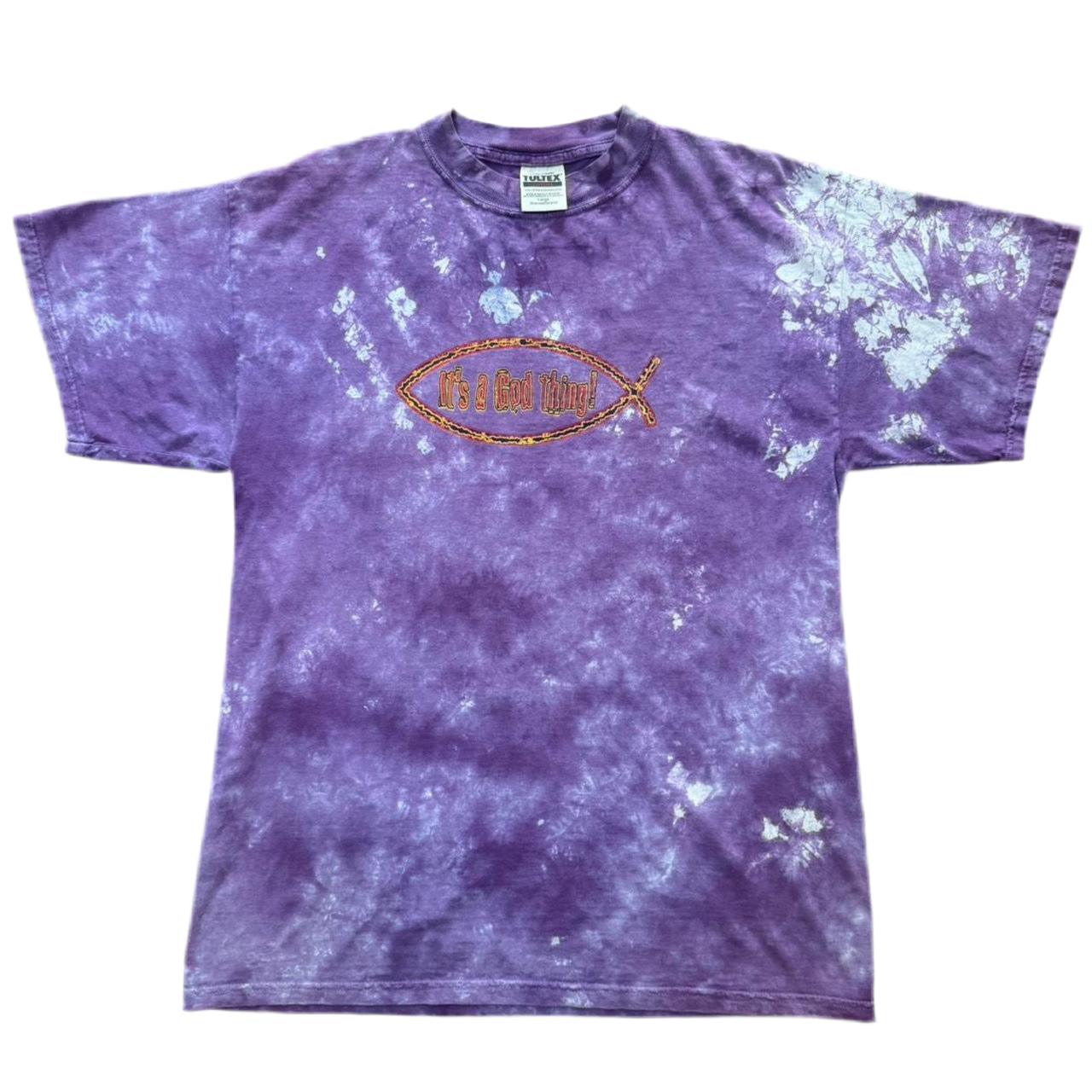 90s Tie-dyed Purple Jesus Fish Religious God T