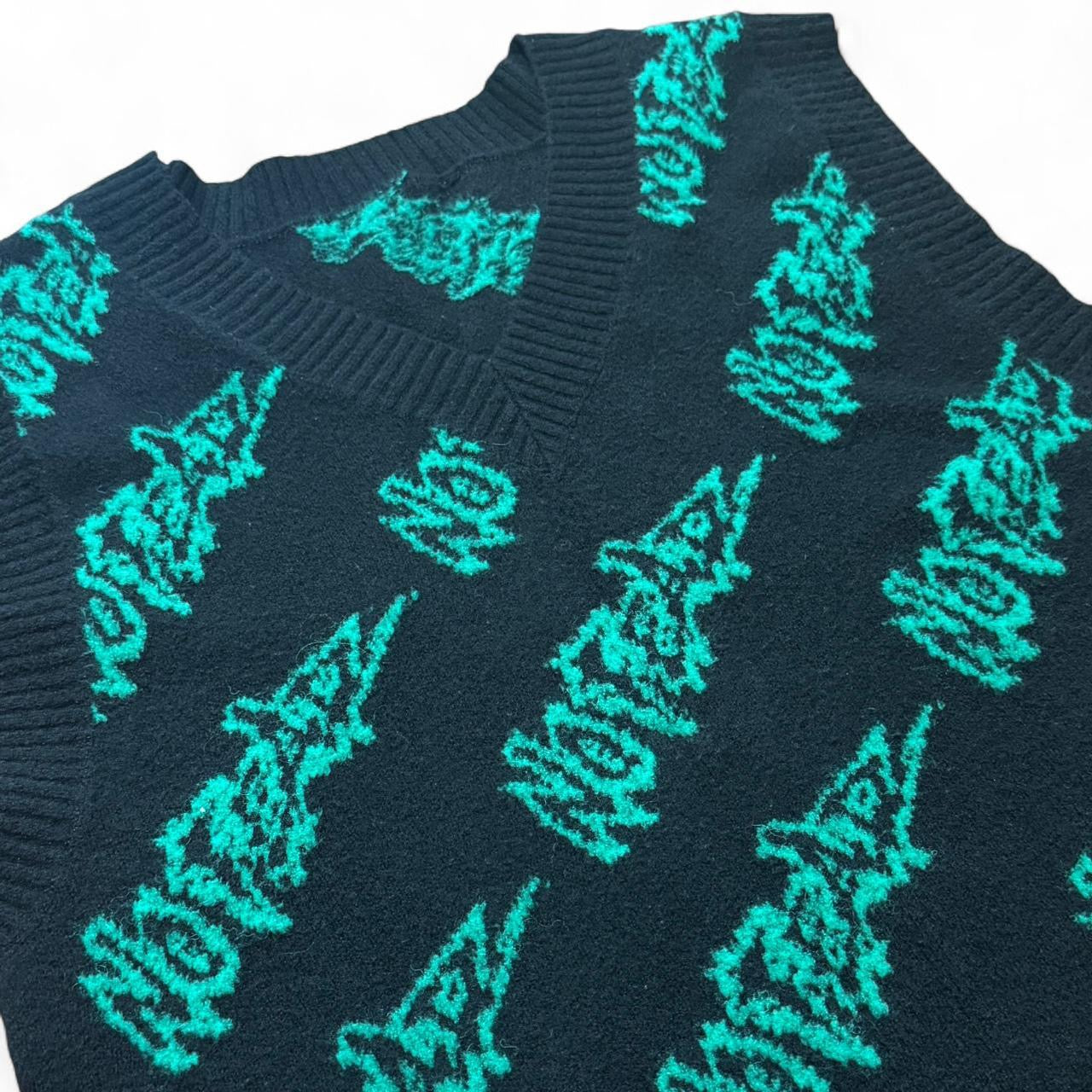 Y2K No Fear Knitted AOP Spellout Skater Vest
