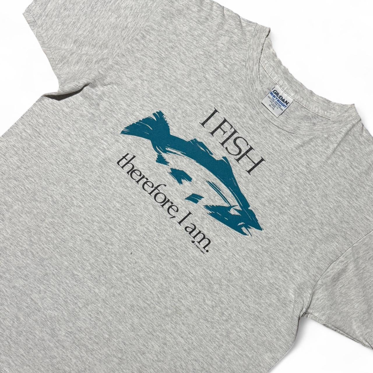 90s Heather Grey Triblend I Fish Therefore I Am Tee