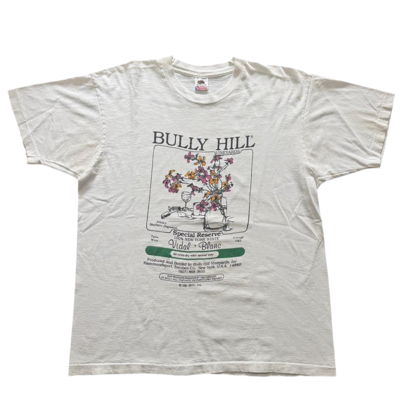 90s White Bully Hill Vineyard Winery Tee