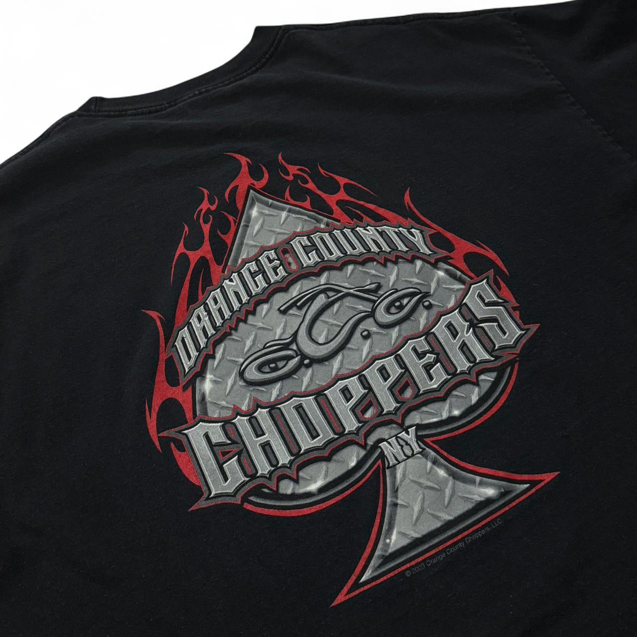 2003 Black & Red Y2K Orange County Choppers Spade Graphic Biker Tee