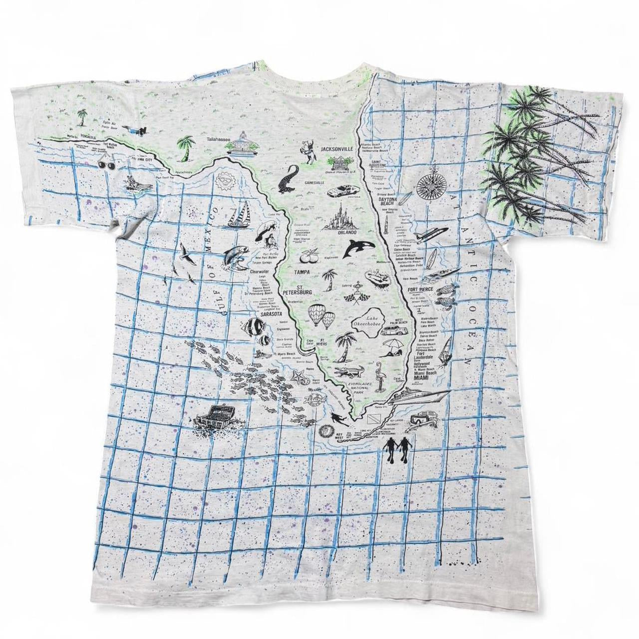 90s AOP Florida Map Print Graphic Tee