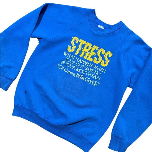 80s Stress Anxiety Funny Quote Slogan Graphic Raglan Crewneck Sweatshirt