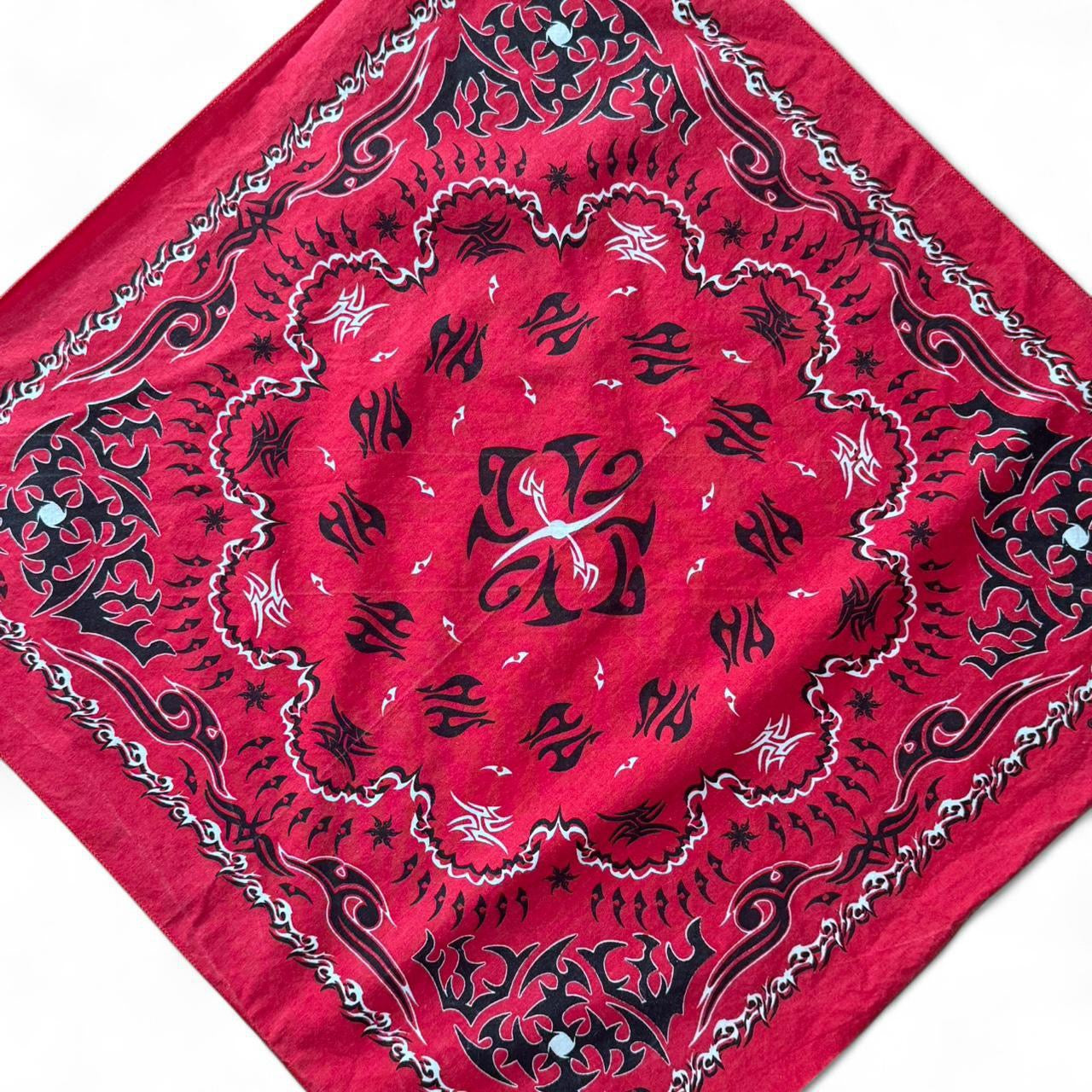 80s Red Tribal Biker Bandana Handkerchief