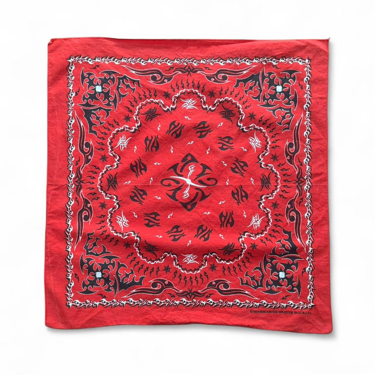 80s Red Tribal Biker Bandana Handkerchief