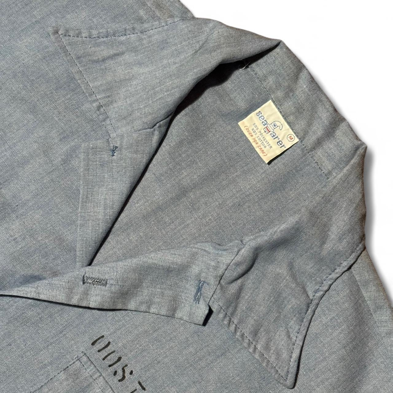 1980s Navy Crew Utility Uniform Button Up Chambray Shirt