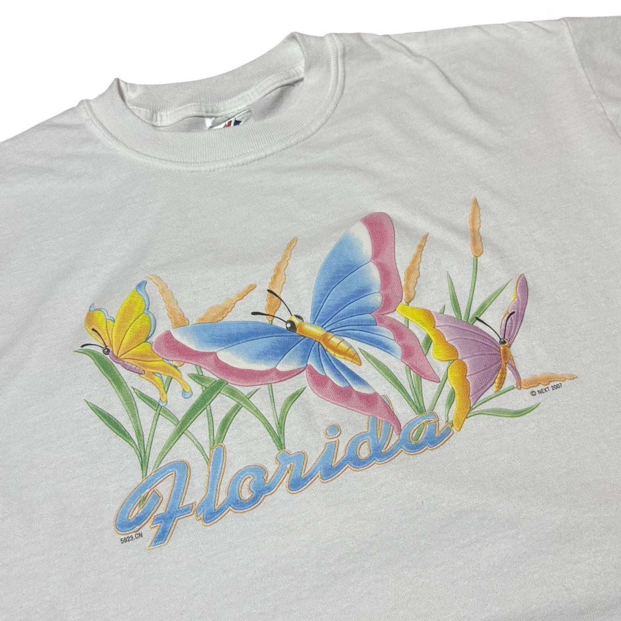 2007 Florida Butterfly Flowers Puff Print Tee
