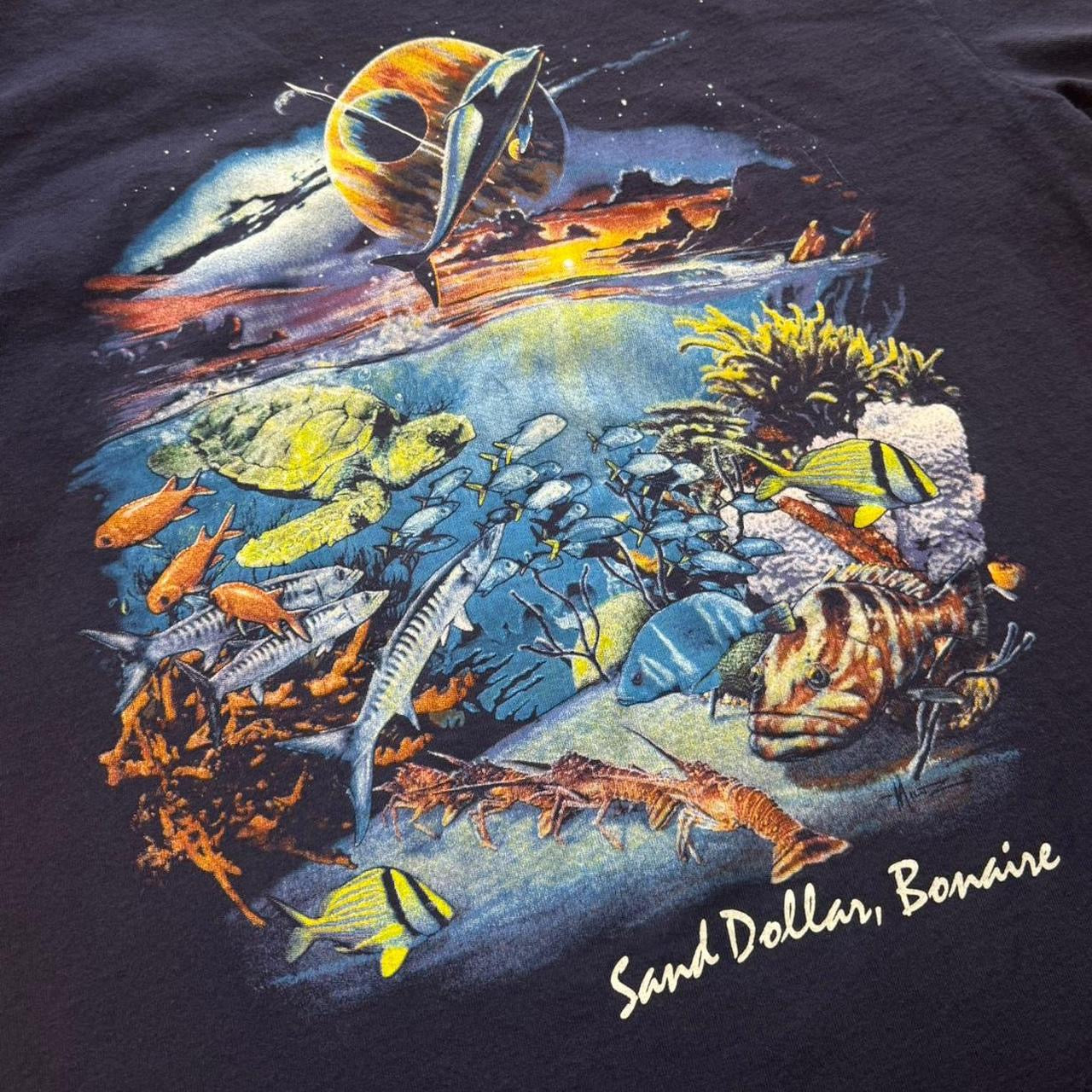 90s Underwater Sea Life Sand Dollar Bonaire Ocean Tee