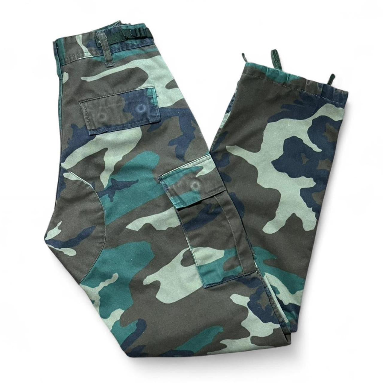 Vintage Military Issue Green Camouflage Army Cargo Pants