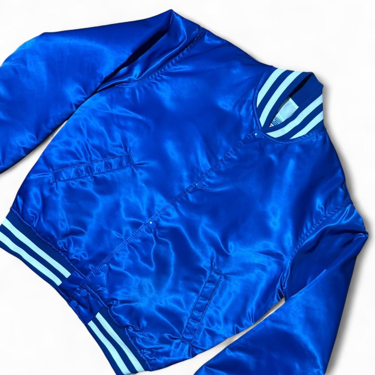 80s Satin Blue Embroidered ‘Robby Len’ Starter Varsity Jacket