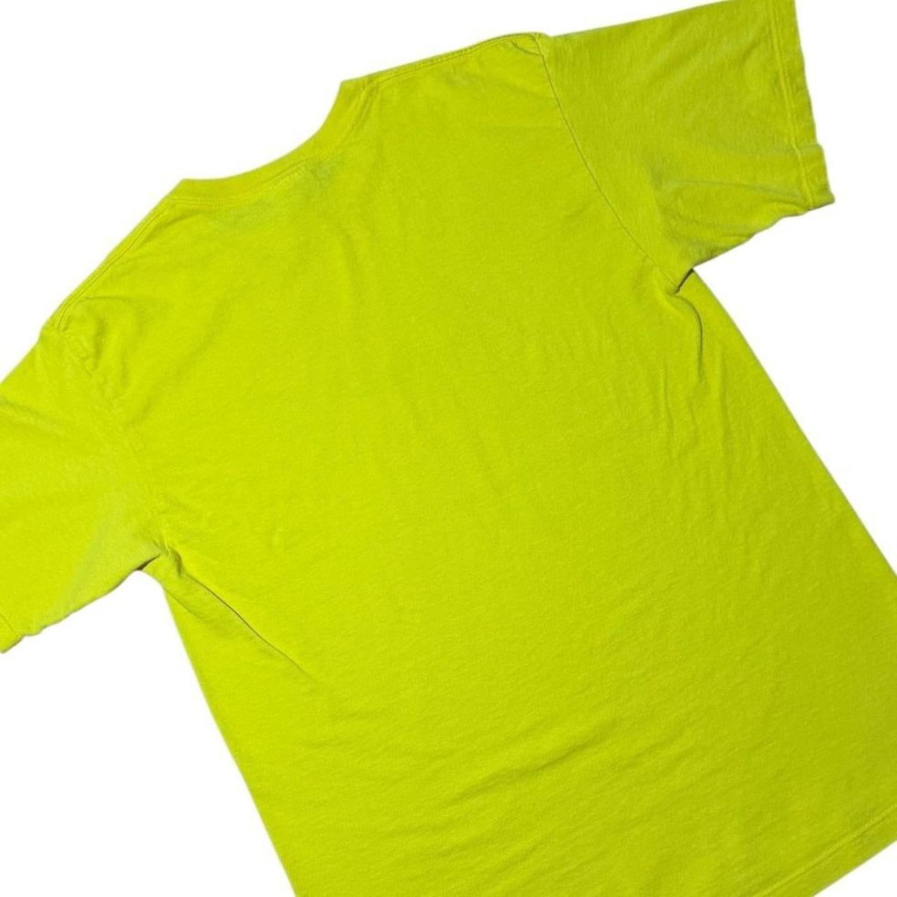 90s Nike 3D Swoosh Logo Neon Yellow Graphic Sports USA Made T-shirt