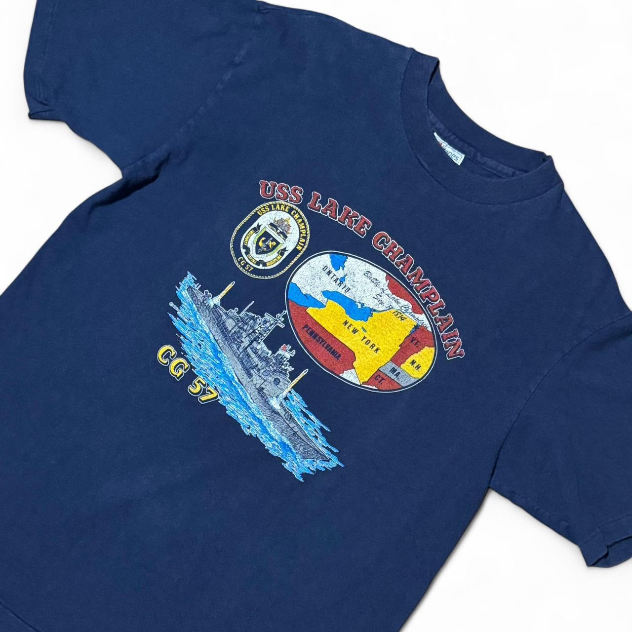 90s Navy USS Lake Champlain CG 57 Boat Tee