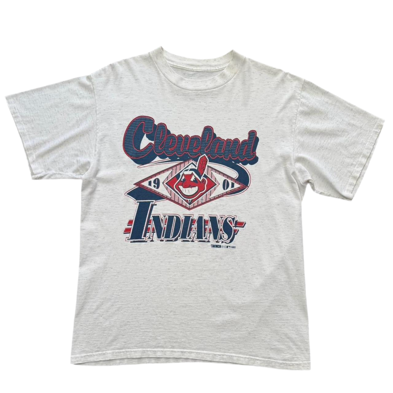 1993 Cleveland Indians MLB Baseball Heather Grey Triblend Tee