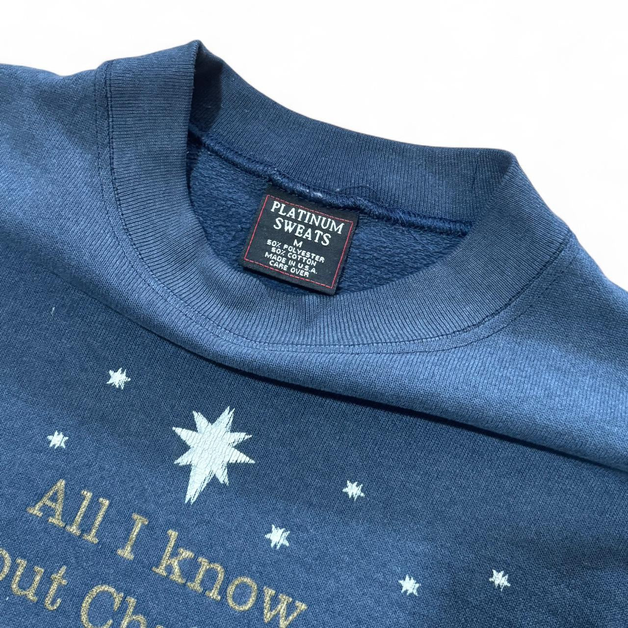 1995 Religious Jesus Christmas Navy Pullover Crewneck
