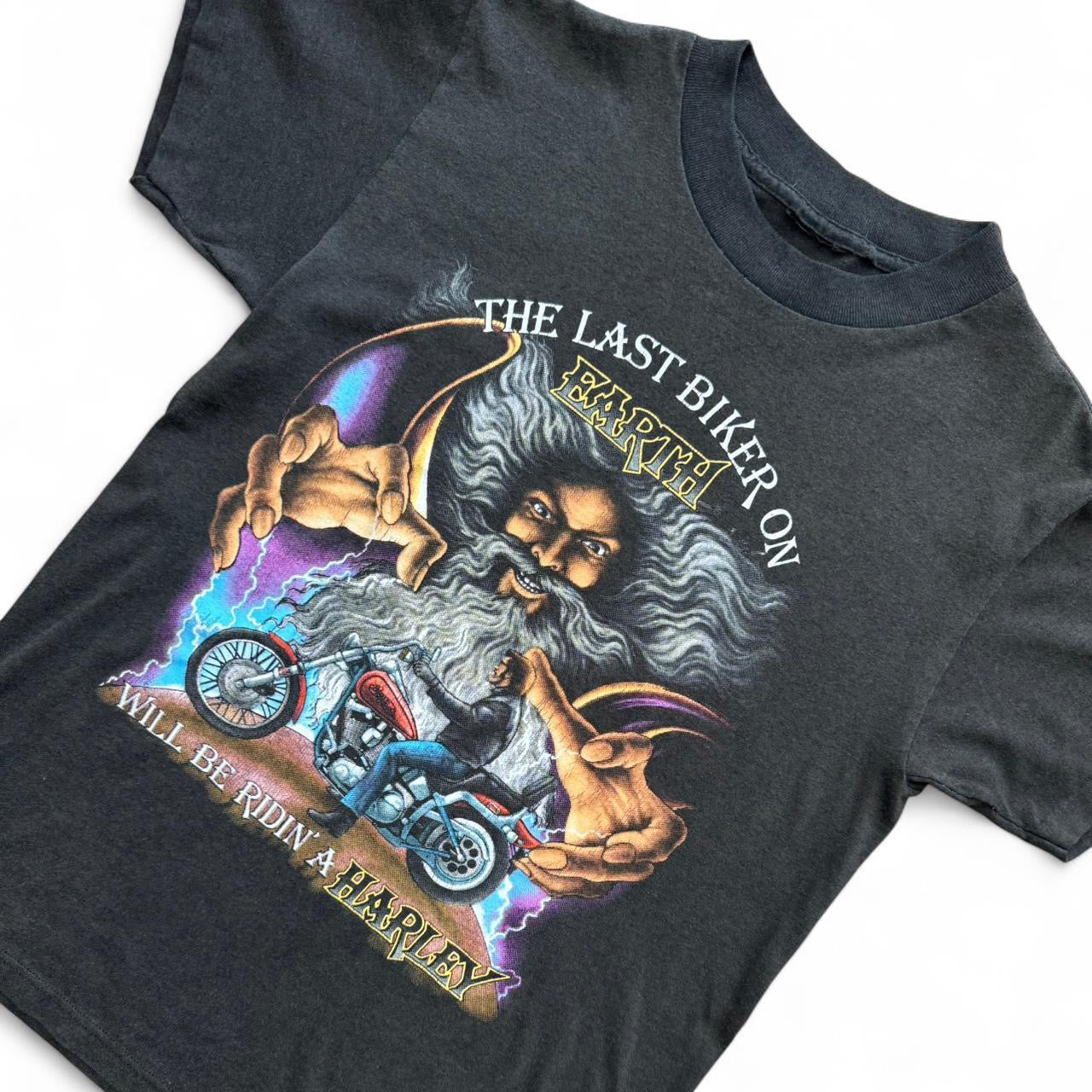 Rare Vintage 1990 Last Biker On Earth Wizard Harley Davidson Motorcycle Tee