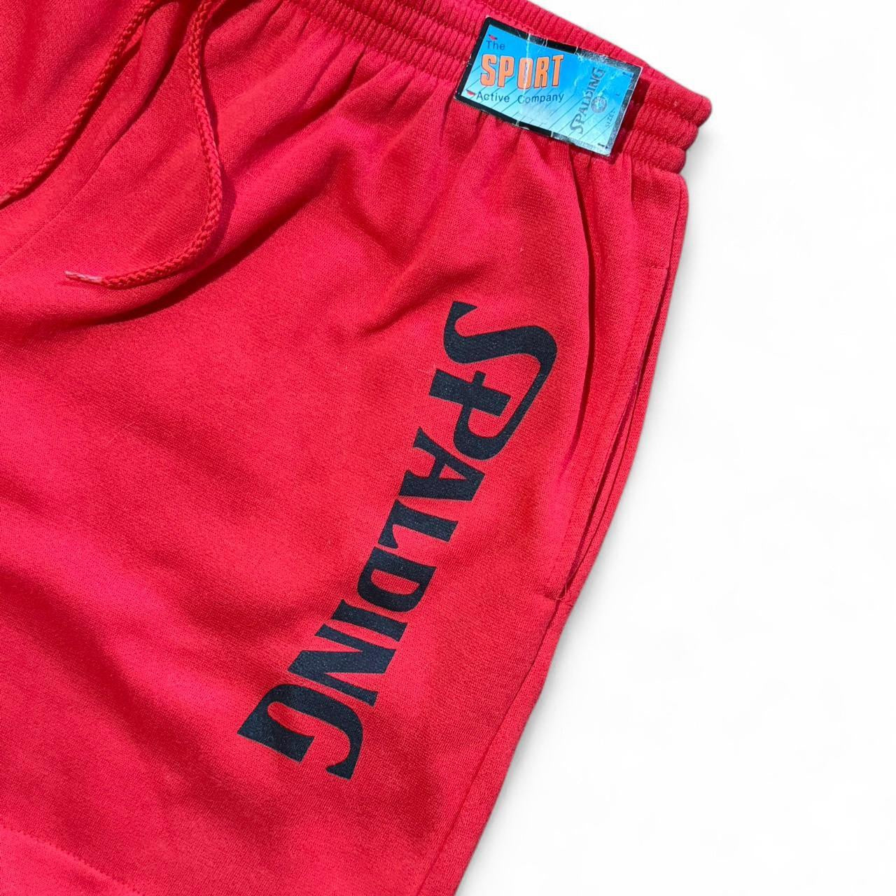 Vintage Deadstock NWT Spalding Sport Retro Basketball Red Sweat Shorts