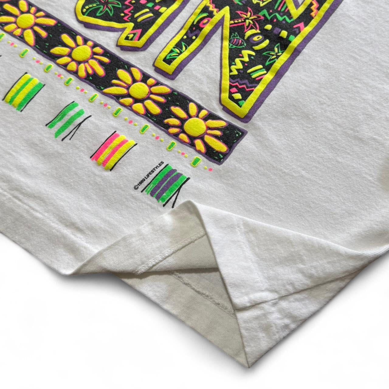 90s Puff Print Neon Maui Crop Top Shirt