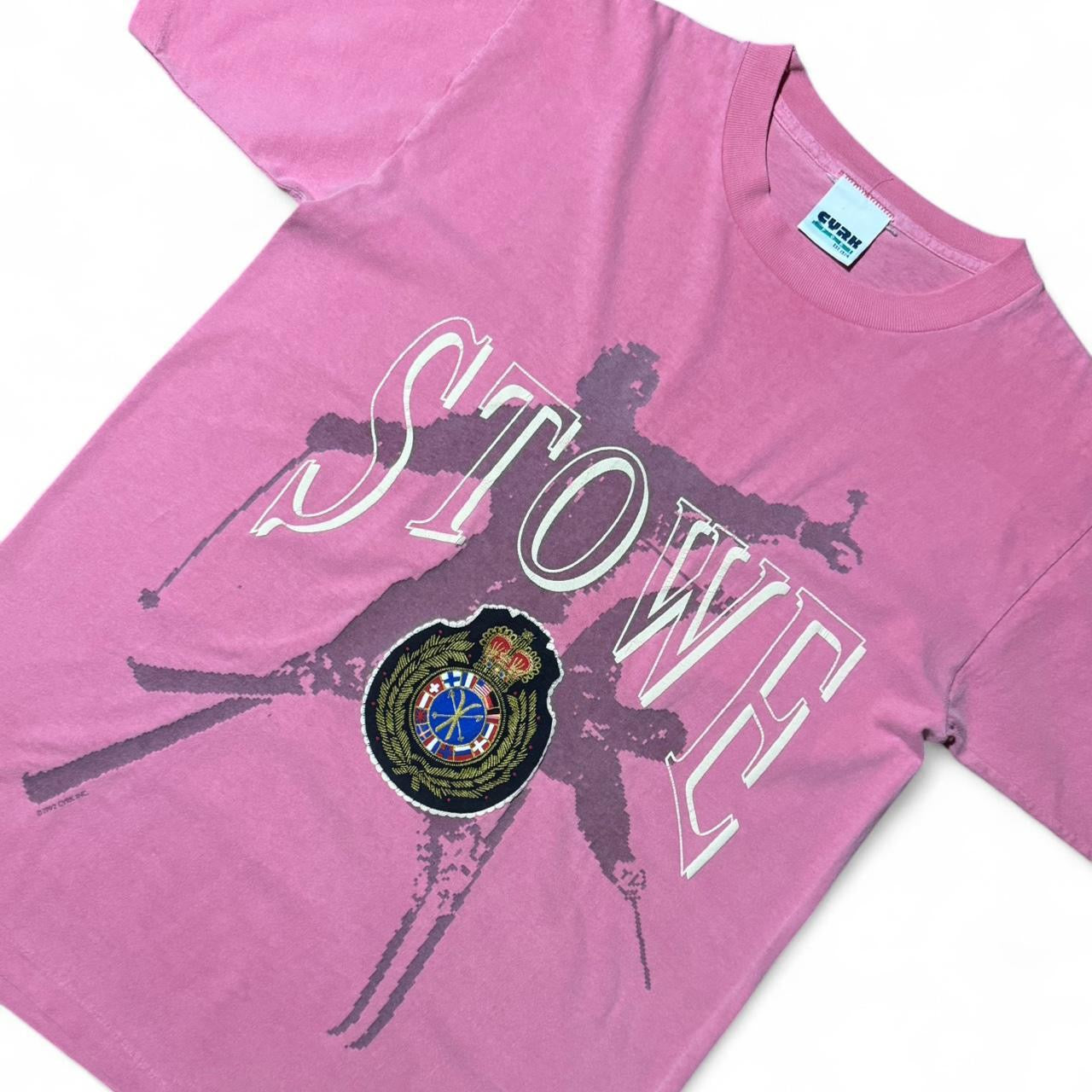 90s Stowe Vermont Ski Emblem Embroidery Tee