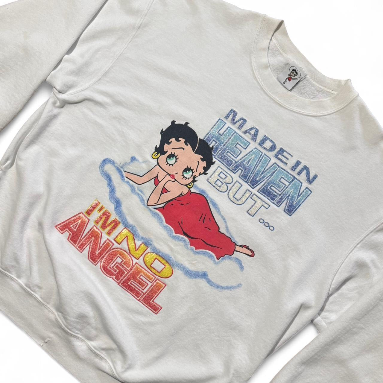 2003 Betty Boop I'm No Angel Glitter Graphic Crewneck