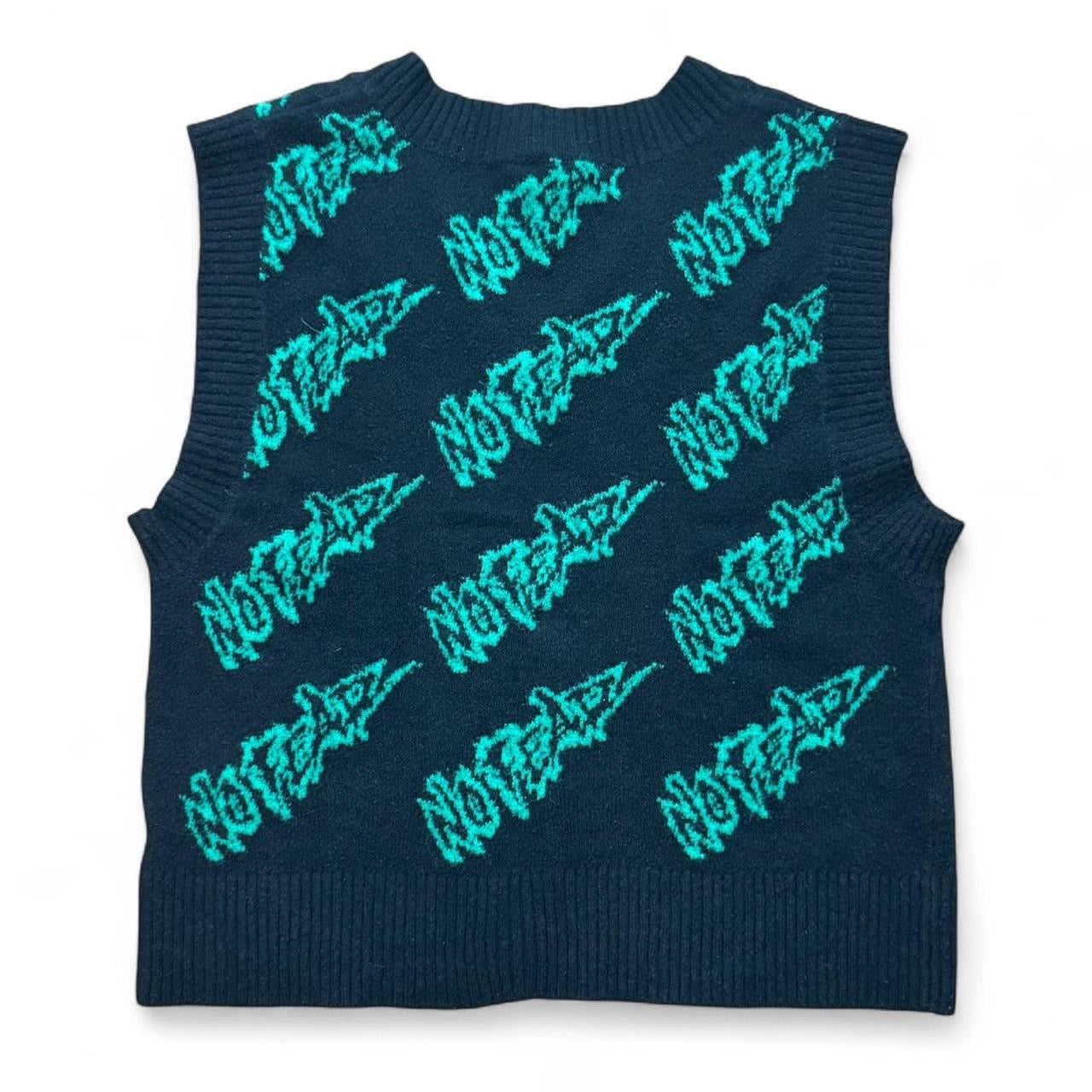 Y2K No Fear Knitted AOP Spellout Skater Vest