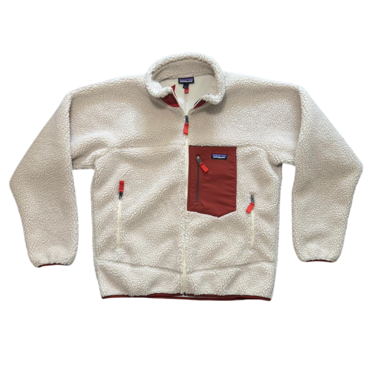 Cream/Red Patagonia Fleece Retro-X Jacket