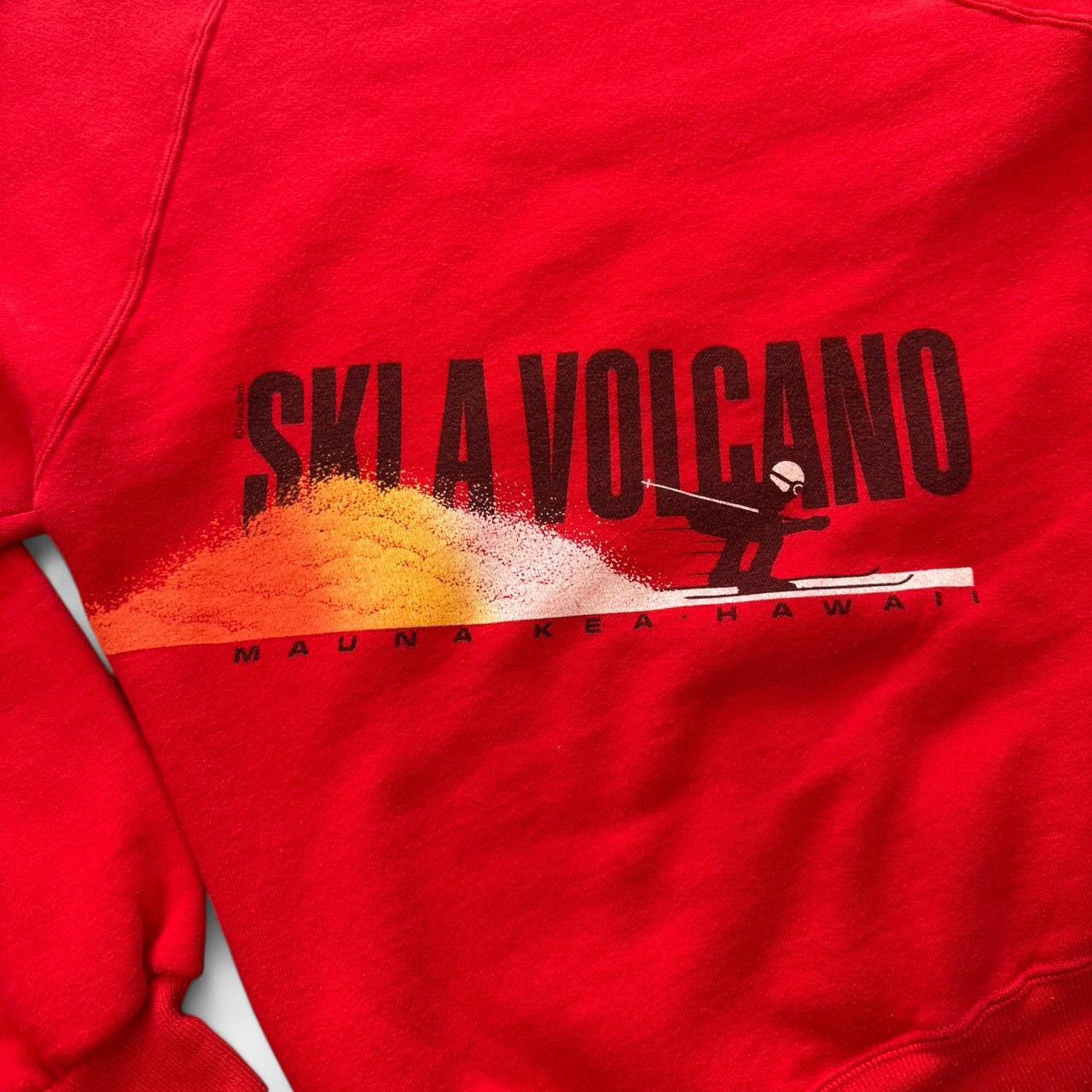 80s Ski a Volcano Red Crewneck Sweater